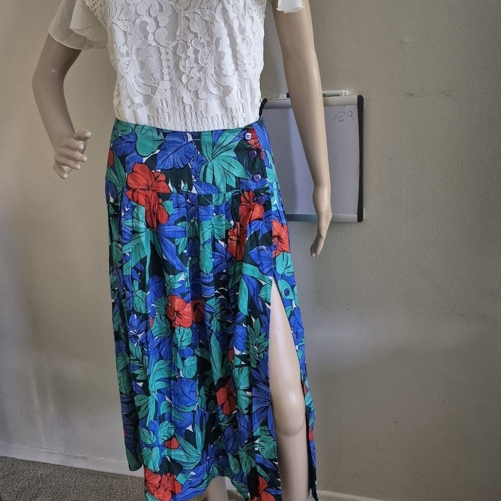 ✨Hostpick✨️Vintage multicored coincidence pleated floral maxiskirt  buttondown